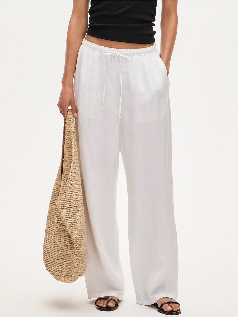 J. Crew Soleil Pant in Linen White Relaxed Drawstring Tie Pants Size S